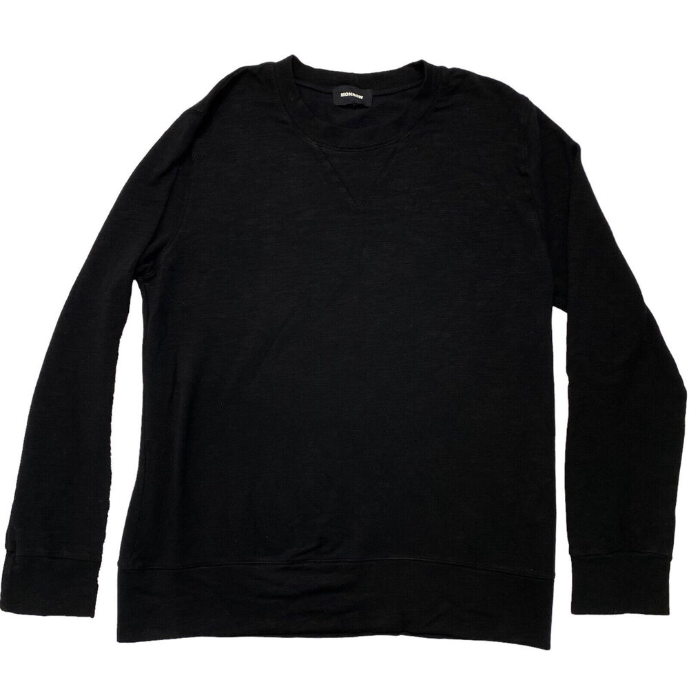MONROW Supersoft Crew Neck Sweatshirt Sweater Black Size Medium Mens #MT315AFT